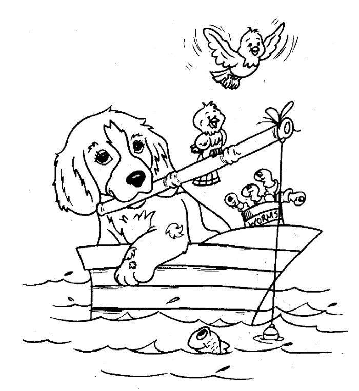 perro pescando dibujos para colorear - perro pescando dibujos para colorear